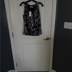 Ramy Brook Black and Blue Floral Tank Top